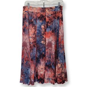 Lasania Petite Tie Dye Skirt Colorful Elastic Waist Straight Pleated Ruffle 16P